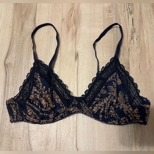 Free People Midnight Blue and BOHO Beige Lace Bra